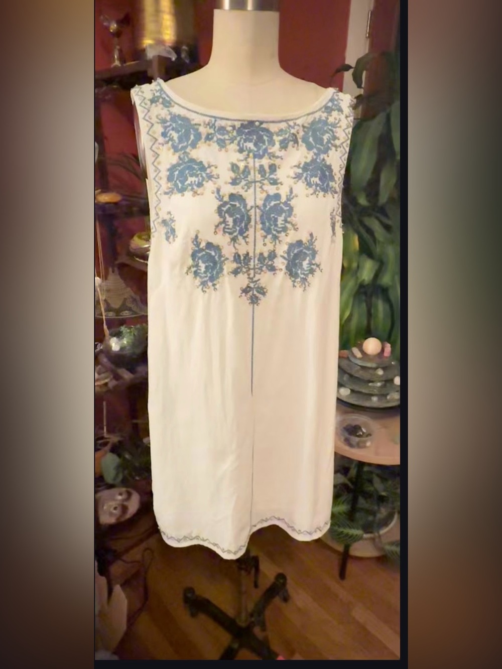 Free People Samson Mini Dress
Shift Dress with 
Beaded / Embroidered Front